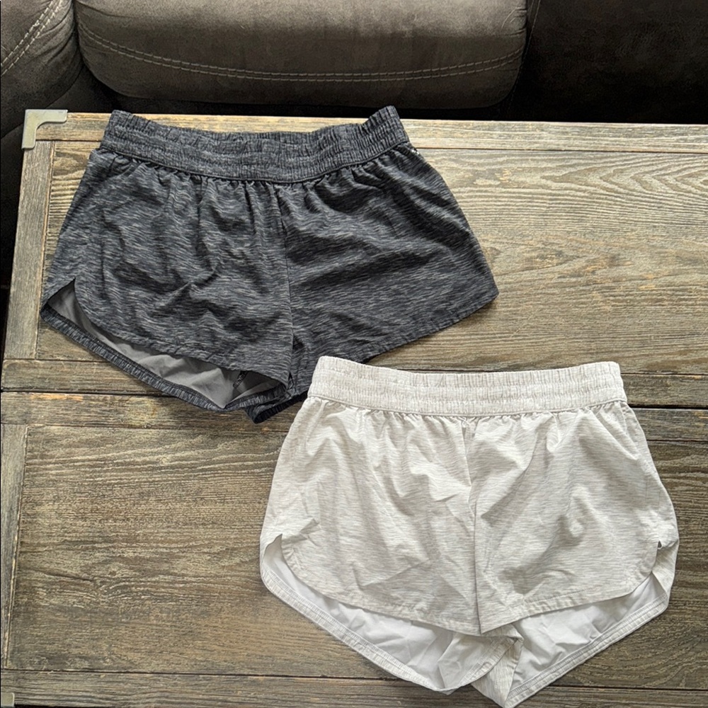DSG Gray and White Athletic Shorts Elastic Waistband Lightweight